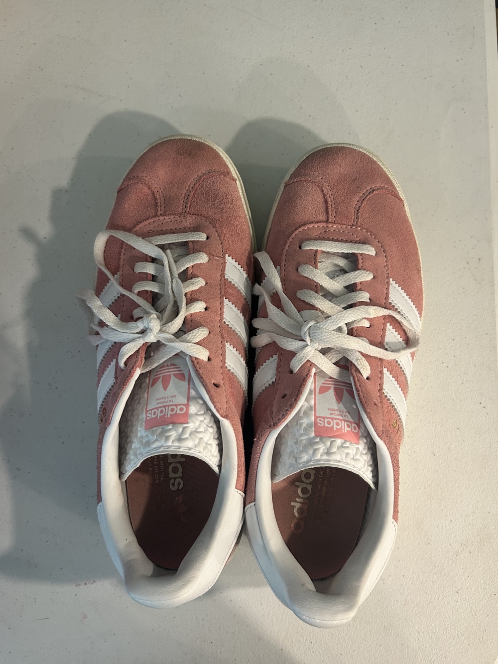 Adidas Gazelle Pink Suede Sneakers with White Stripes